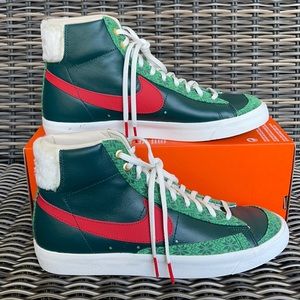 Nike Green and Red Leather Sneakers